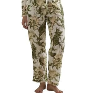 DESMOND & DEMPSEY Night Bloom-print Pyjama Pajama Pants Floral Cottagecore Sz S